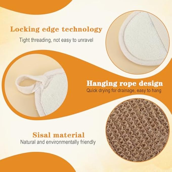 Molain 4 Pack Natural Exfoliating Body Scrubber, Eco-Friendly Bath Sponge for Men Women Shower Scrub - Image 3